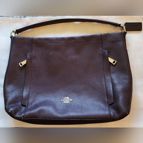 Coach Large Scout Hobo Dark Brown In Pebble Leather Shoulder Bag. - Picture 1 of 16